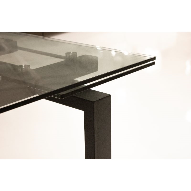 Mobital Cantro Extending Dining Table Clear Glass With Black  Base