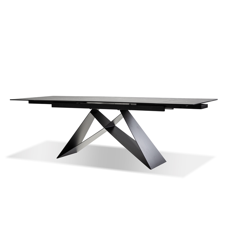 Mobital The W Dining Table Carrera Ceramic on Glass- Black  Frame