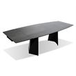 Mobital Prism Ext. Dining Table Grey Ceramic on Glass- Black  Legs