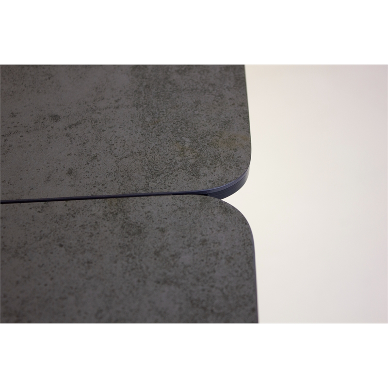 Mobital Prism Ext. Dining Table Grey Ceramic on Glass- Black  Legs