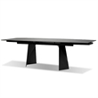 Mobital Prism Ext. Dining Table Grey Ceramic on Glass- Black  Legs