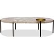 Mobital Velodrome Modern Genuine Marble Coffee Table in Gray Top and Black Legs