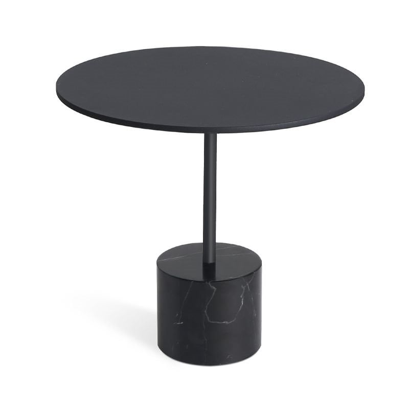 Mobital Circulo Modern Low End Table with Steel Top and Black Marble Base