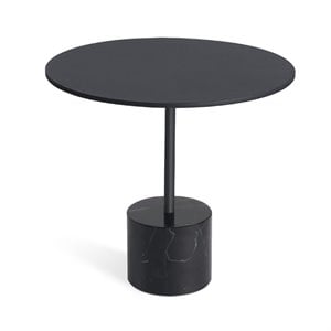 Mobital Circulo Modern Low End Table with Steel Top and Black Marble Base