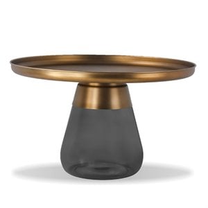 Mobital Duverre Modern Coffee Table with Antique Brass Steel Top and Gray Glass Base
