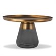 Mobital Duverre Modern Coffee Table with Antique Brass Steel Top and Gray Glass Base