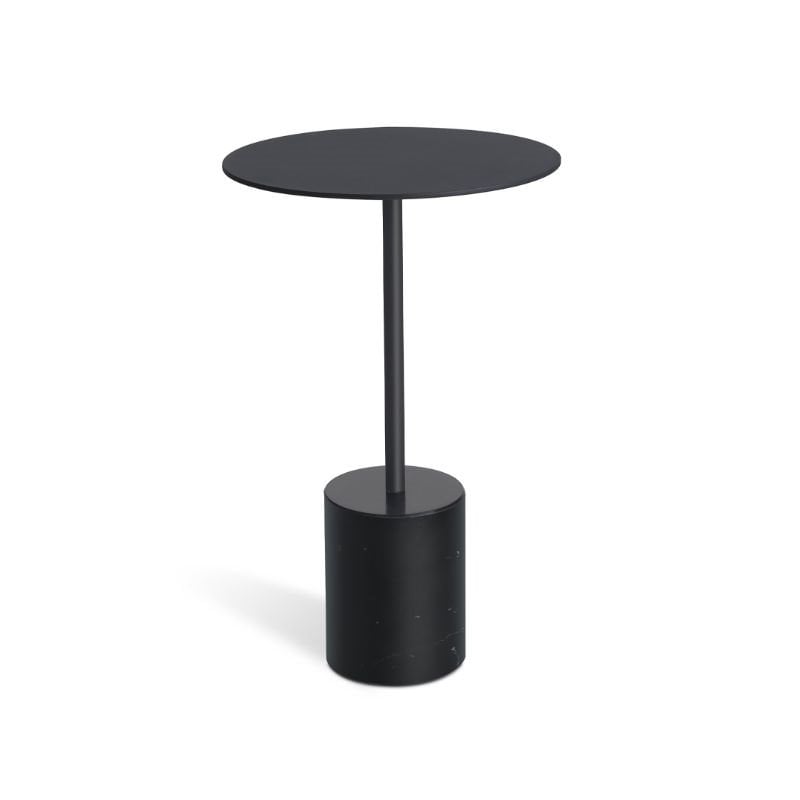 Mobital Circulo Modern End Table with Steel Black Top and Black Marble Base