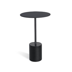 Mobital Circulo Modern End Table with Steel Black Top and Black Marble Base