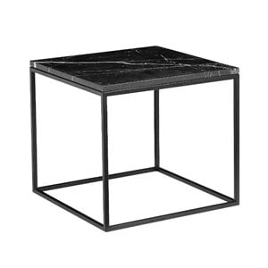 Mobital Onix 19&quot Modern Square End Table in Black Marble and Black Steel Frame