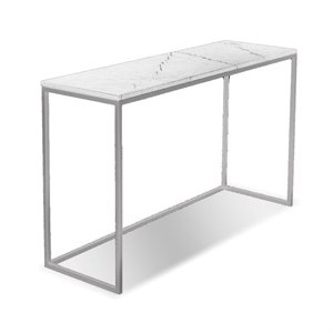 Mobital Modern Onix Sofa Table in White Marble and Brushed Steel Base