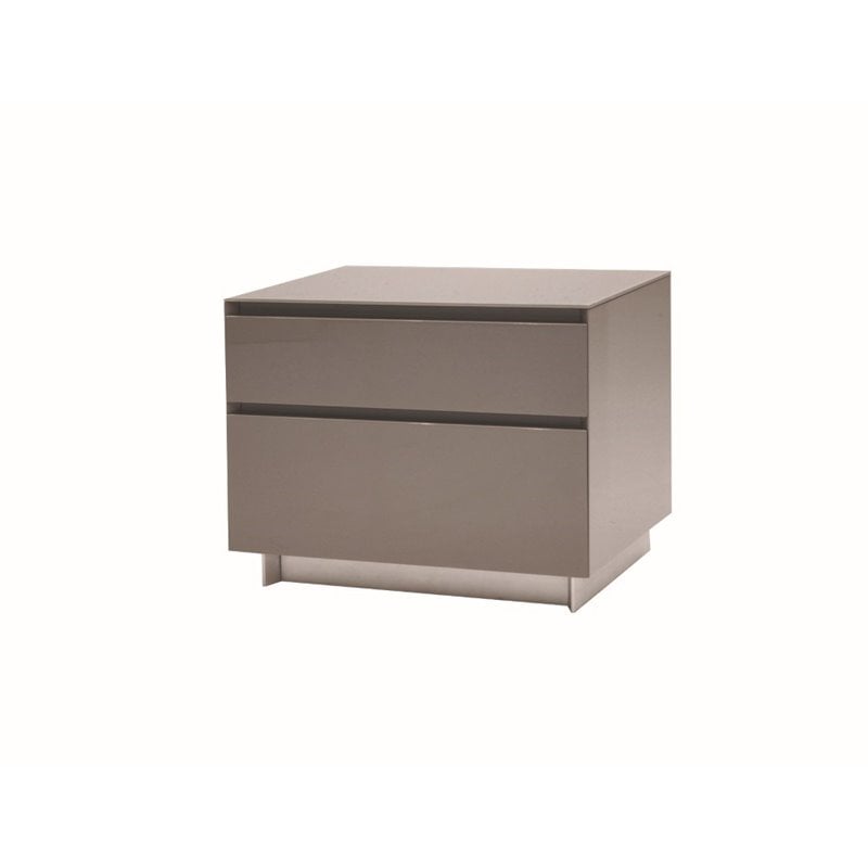 Mobital Savvy 2 Drawer Glass Top Nightstand in High Gloss Gray