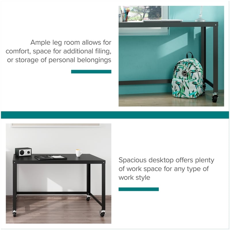 Hirsh Ready-to-assemble 48-inch Wide Mobile Metal Desk Black