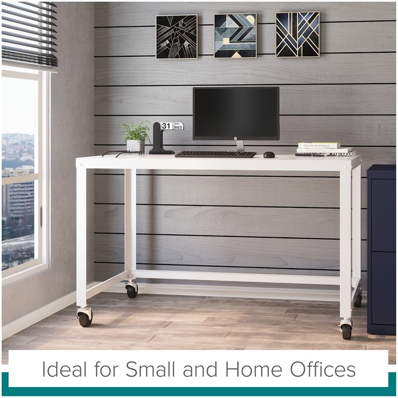 Hirsh Ready-to-assemble 48-inch Wide Mobile Metal Desk White