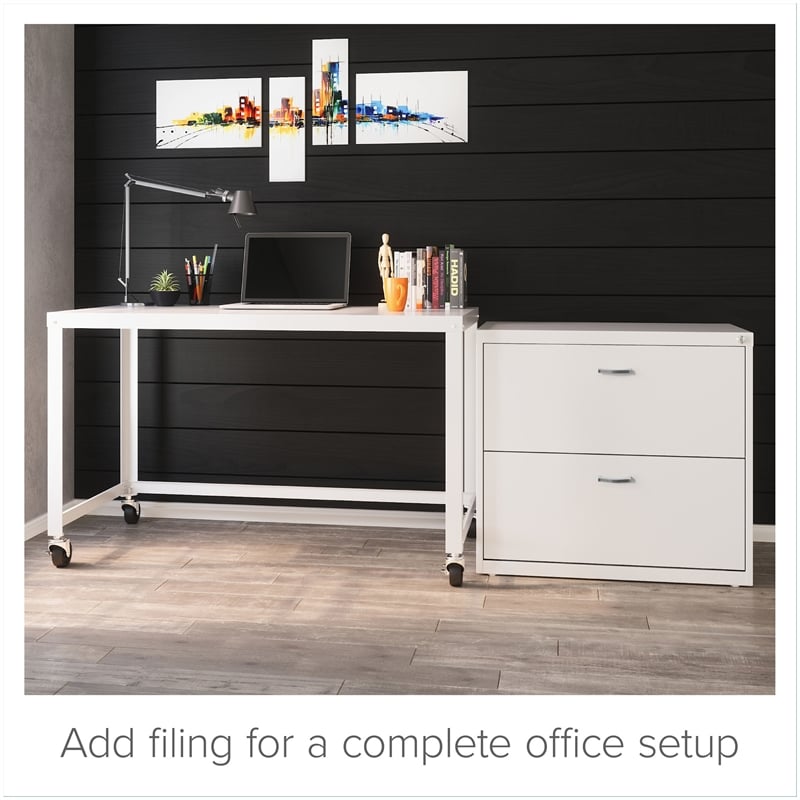 Hirsh Ready-to-assemble 48-inch Wide Mobile Metal Desk White