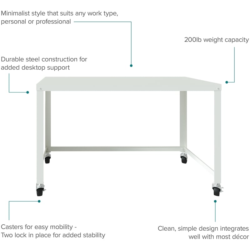Hirsh Ready-to-assemble 48-inch Wide Mobile Metal Desk White
