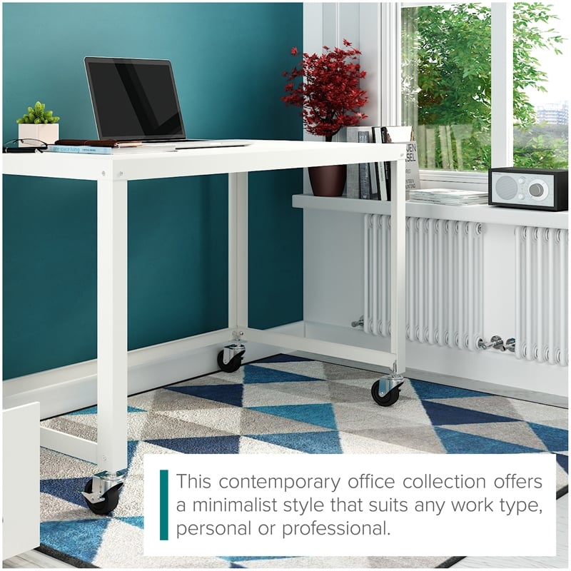 Hirsh Ready-to-assemble 48-inch Wide Mobile Metal Desk White
