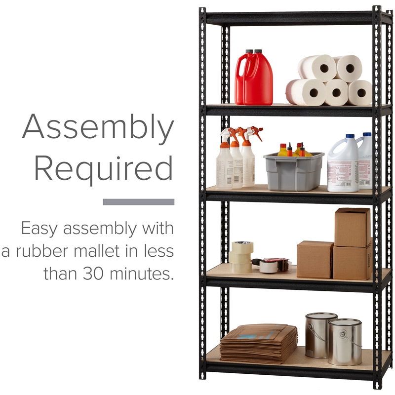 Iron Horse 2300 Riveted Metal Shelving 5-Shelf Unit 18D x 36W x 72H Black