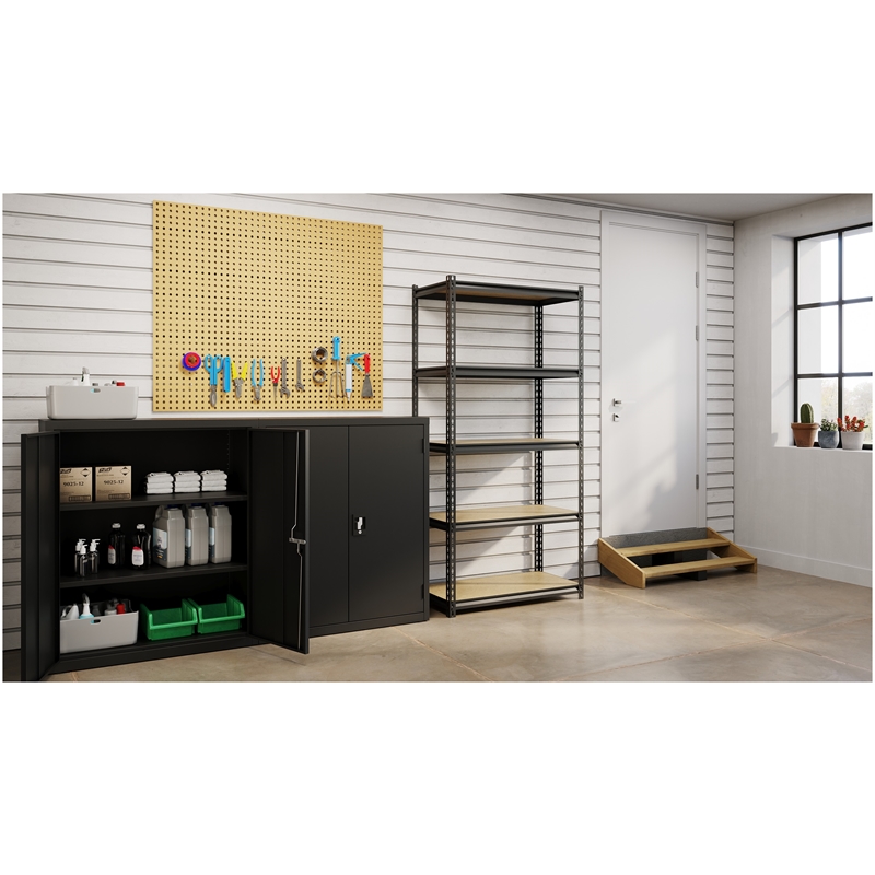 Iron Horse 2300 Riveted Metal Shelving 5-Shelf Unit 18D x 36W x 72H Black