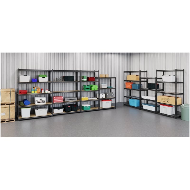 Iron Horse 2300 Riveted Metal Shelving 5-Shelf Unit 18D x 36W x 72H Black
