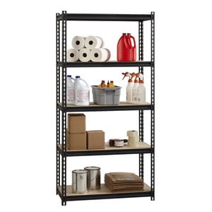Iron Horse 2300 Riveted Metal Shelving 5-Shelf Unit 18D x 36W x 72H Black