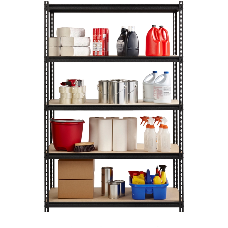Iron Horse 2300 Riveted Metal Shelving 5-Shelf Unit 18D x 48W x 72H Black