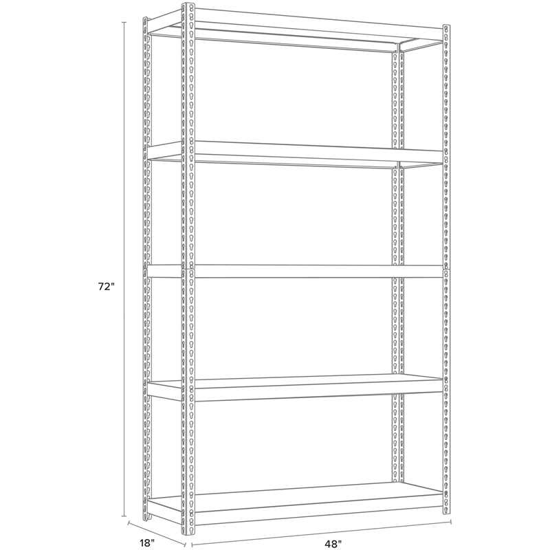 Iron Horse 2300 Riveted Metal Shelving 5-Shelf Unit 18D x 48W x 72H Black