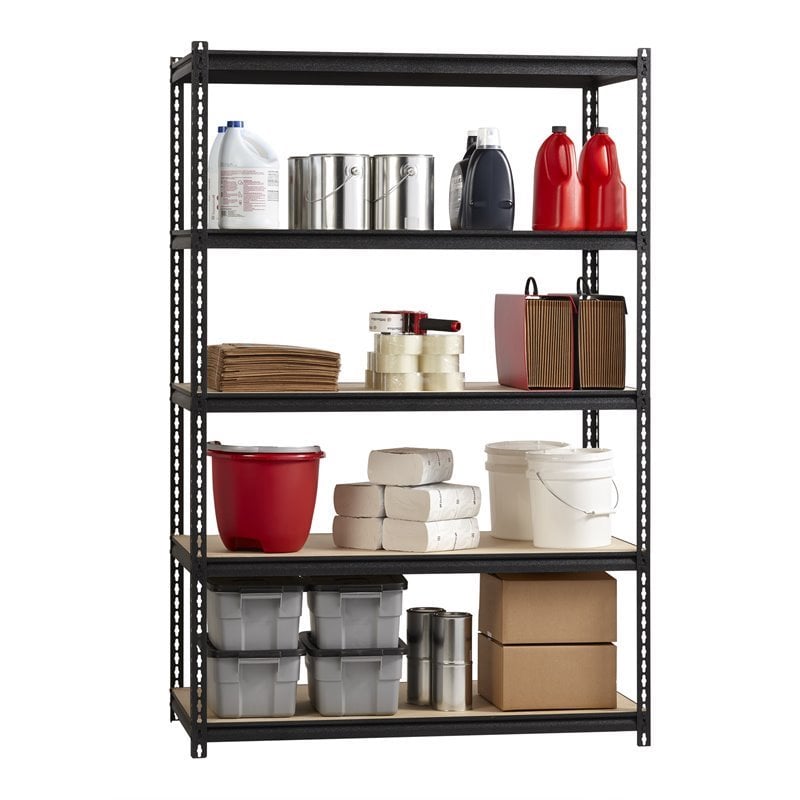 Iron Horse 2300 Riveted Metal Shelving 5-Shelf Unit 18D x 48W x 72H Black