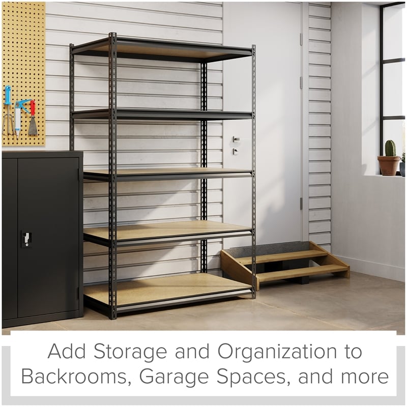 Iron Horse 2300 Riveted Metal Shelving 5-Shelf Unit 24D x 48W x 72H Black
