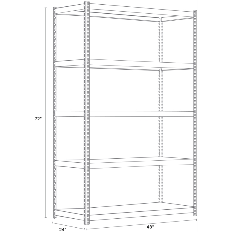Iron Horse 2300 Riveted Metal Shelving 5-Shelf Unit 24D x 48W x 72H Black