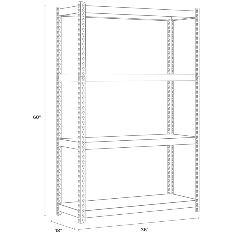 Hirsh 3200 Riveted Metal Shelving 4-Shelf Unit 18Dx36Wx60H Gunmetal Gray/Black
