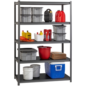Hirsh 3200 Riveted Metal Shelving 5-Shelf 24Dx48Wx72H Gunmetal Gray/Black