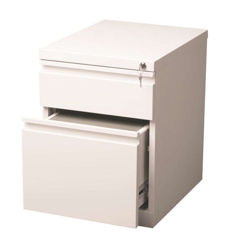 Hirsh 20-in Deep Mobile Pedestal File 2-Drawer Box/File Full Width Pull White