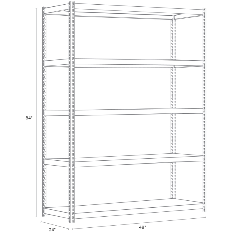 Iron Horse 3800 Riveted Metal Shelving 5-Shelf 24Dx48Wx84H Black