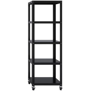 Space Solutions RTA 72-inch High Mobile 5-Shelf Metal Bookcase Black