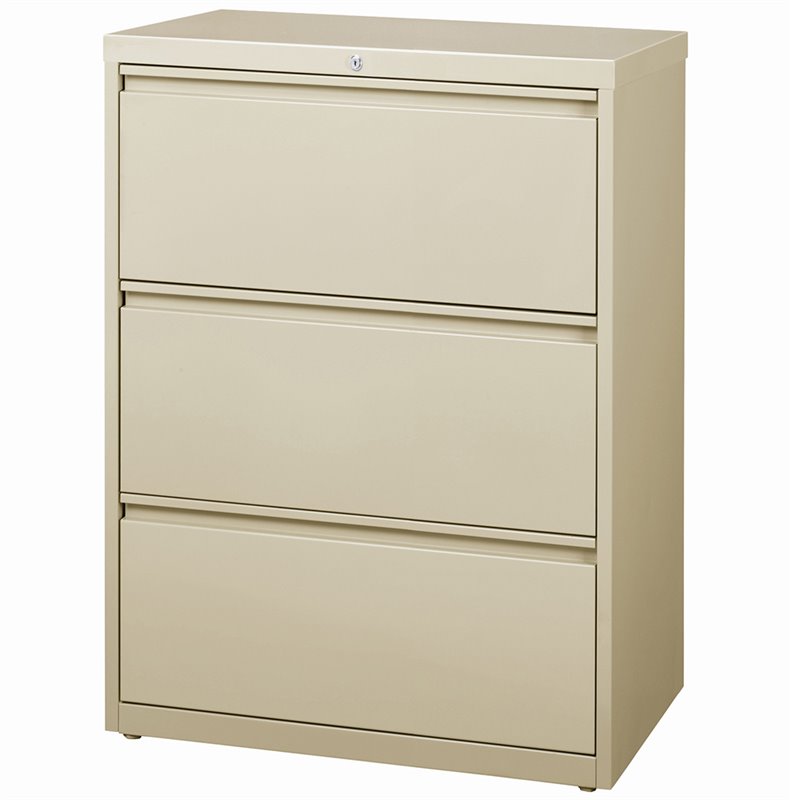 Hirsh 36-in Wide HL8000 Series Metal 3 Drawer Lateral File Cabinet Putty/Beige