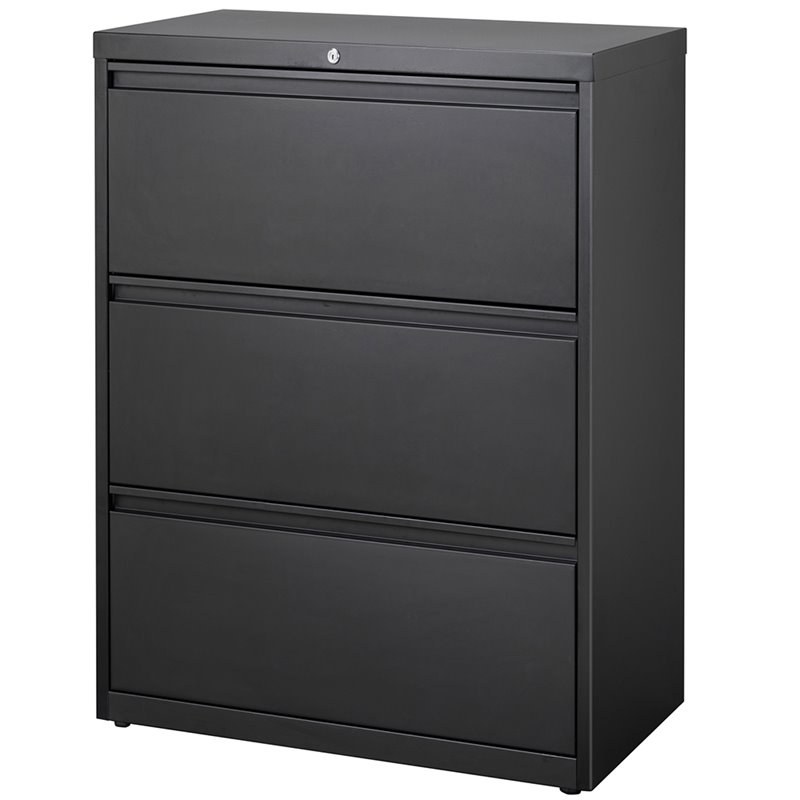 Hirsh 36-in Wide HL8000 Series Metal 3 Drawer Lateral File Cabinet Black