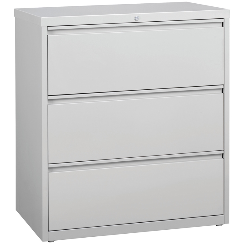 Hirsh 36-in Wide HL8000 Series Metal 3 Drawer Lateral File Cabinet Light Gray