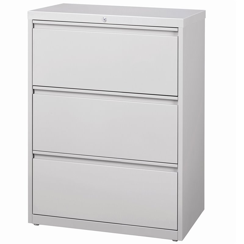 Hirsh 36-in Wide HL8000 Series Metal 3 Drawer Lateral File Cabinet Light Gray