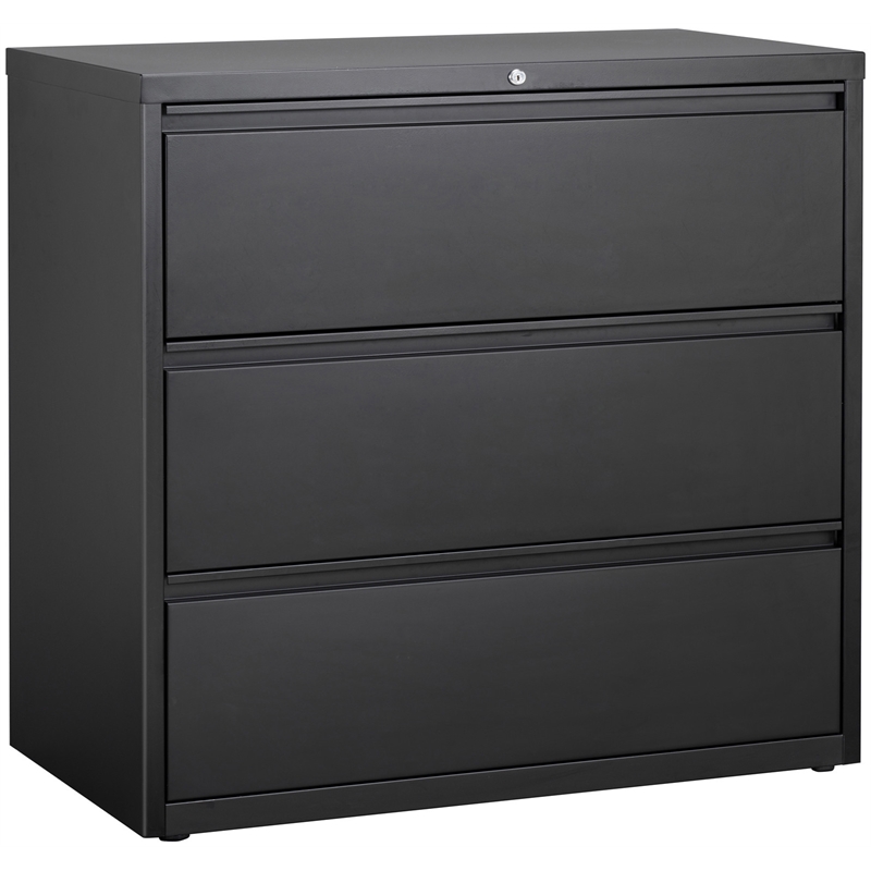 Hirsh 42-in Wide HL8000 Series Metal 3 Drawer Lateral File Cabinet Black