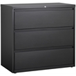 Hirsh 42-in Wide HL8000 Series Metal 3 Drawer Lateral File Cabinet Black