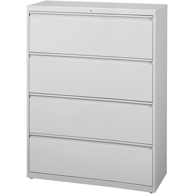 Hirsh 42-in Wide HL8000 Series Metal 4 Drawer Lateral File Cabinet Light Gray
