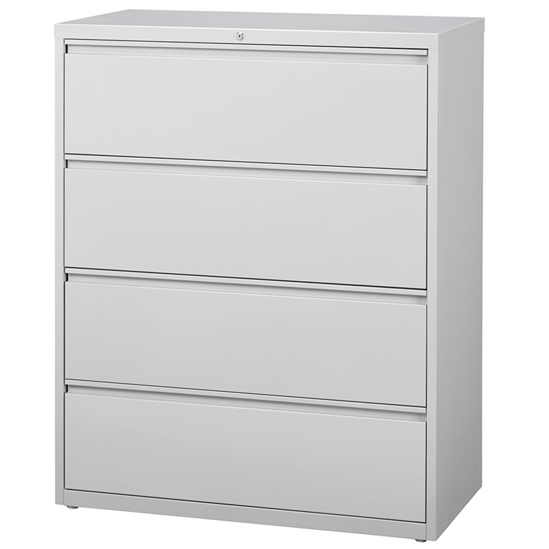 Hirsh 42-in Wide HL8000 Series Metal 4 Drawer Lateral File Cabinet Light Gray