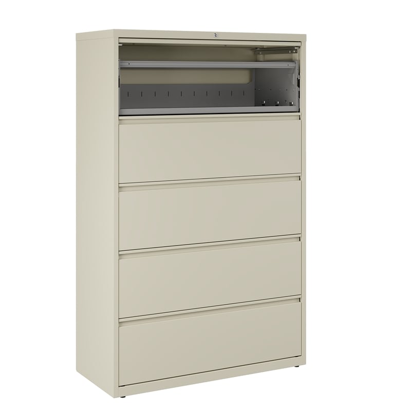 Hirsh 42-in Wide HL8000 Series Metal 5 Drawer Lateral File Cabinet Putty/Beige