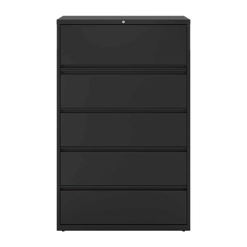 Hirsh 42-in Wide HL8000 Series Metal 5 Drawer Lateral File Cabinet Black