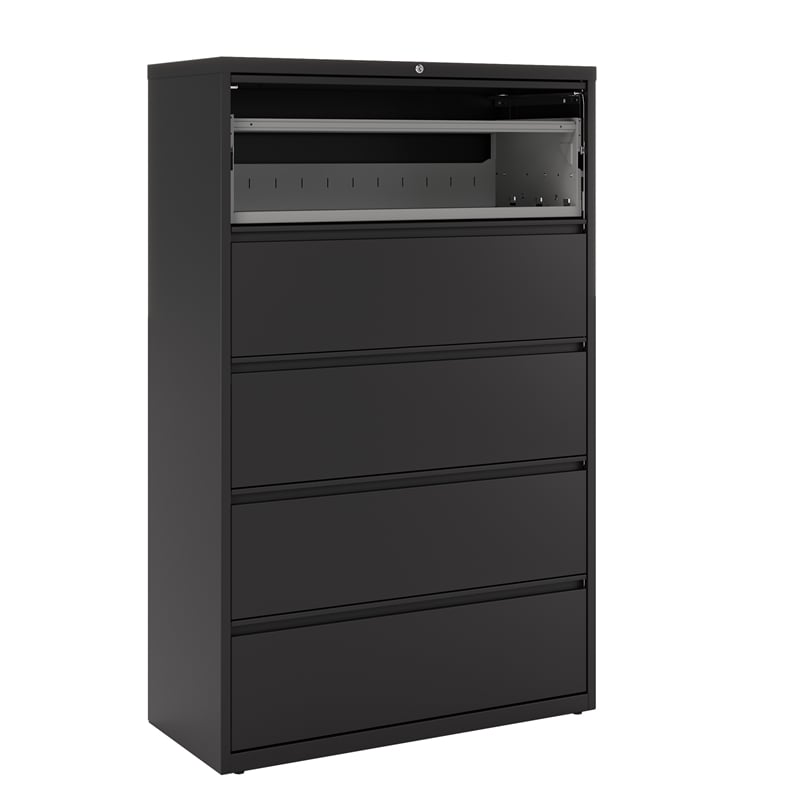 Hirsh 42-in Wide HL8000 Series Metal 5 Drawer Lateral File Cabinet Black