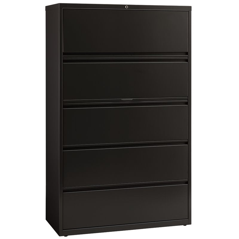 Hirsh 42-in Wide HL8000 Series Metal 5 Drawer Lateral File Cabinet Black