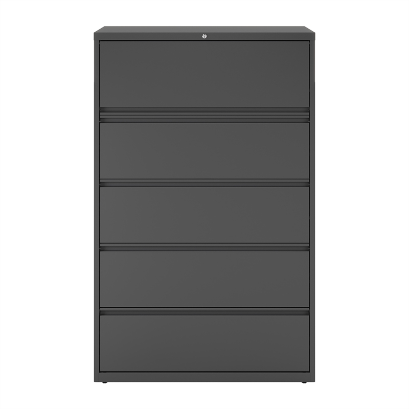 Hirsh 42-in Wide HL8000 Series Metal 5 Drawer Lateral File Cabinet Charcoal