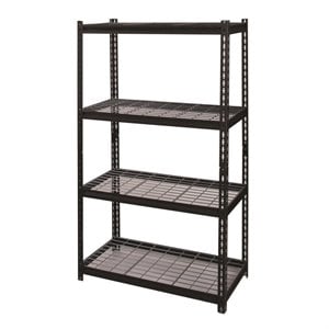 Hirsh 2300 Riveted Metal Wire Deck Shelving 4-Shelf Unit 18D x 36W x 60H Black