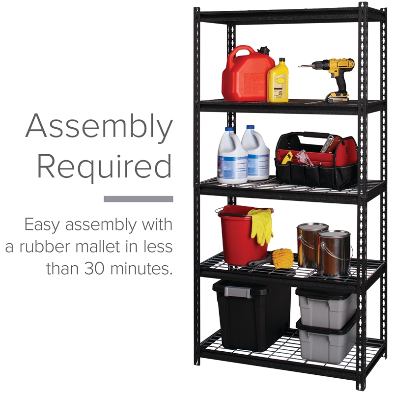 Iron Horse 2300 Riveted Wire Deck Metal Shelving 5-Shelf 18Dx36Wx72H Black