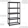 Iron Horse 2300 Riveted Wire Deck Metal Shelving 5-Shelf 18Dx36Wx72H Black